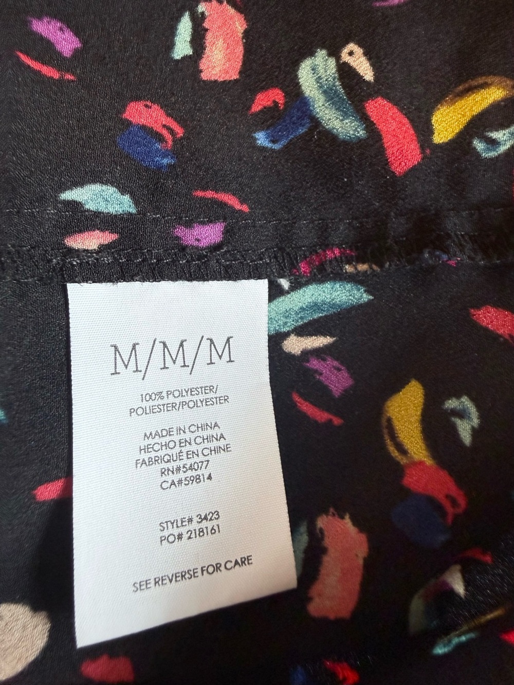 CAbi Black Confetti Print Button Blouse Office Siren medium 3423 - Picture 6 of 6